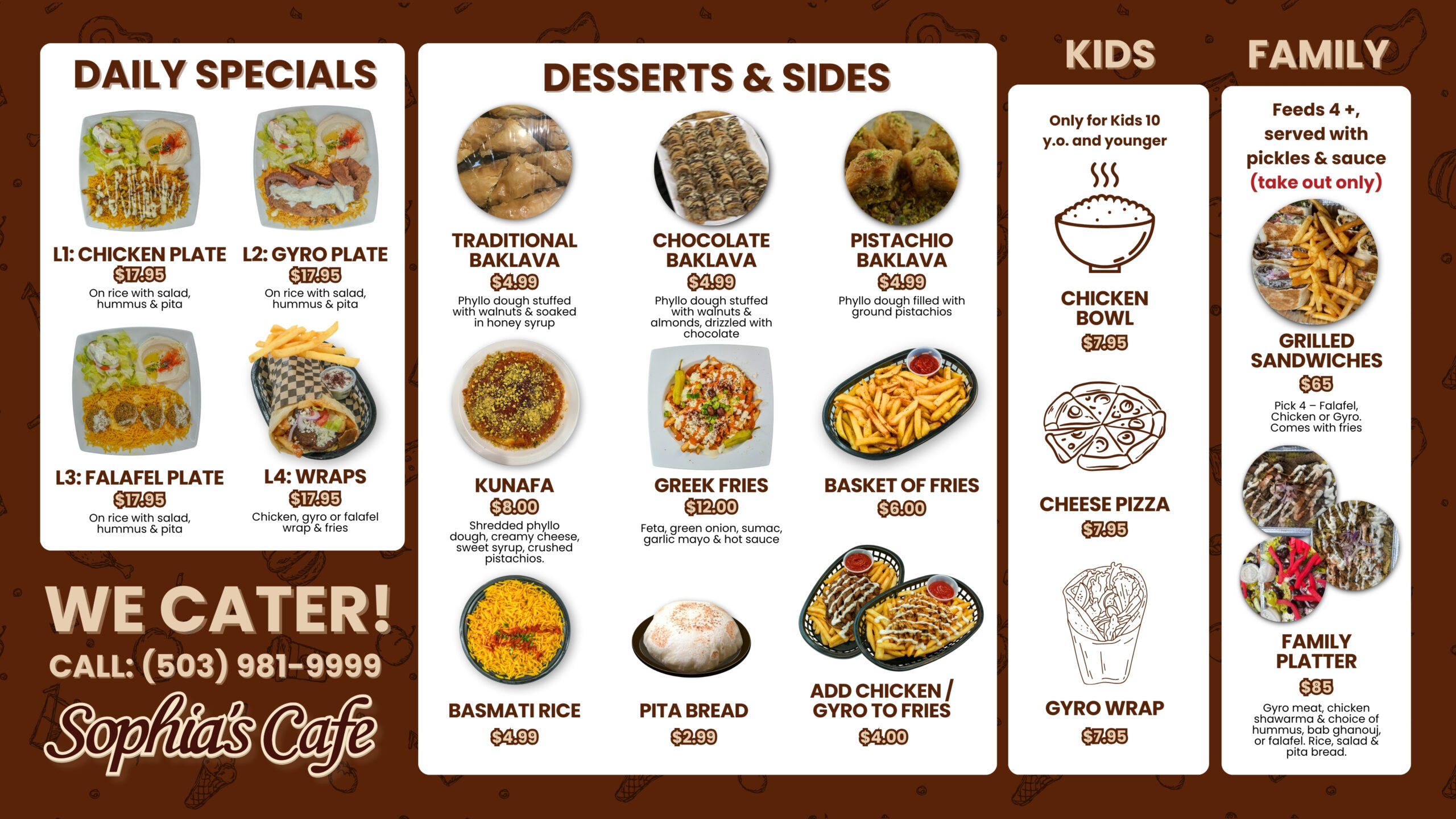 Sophias Cafe Menu Board 3