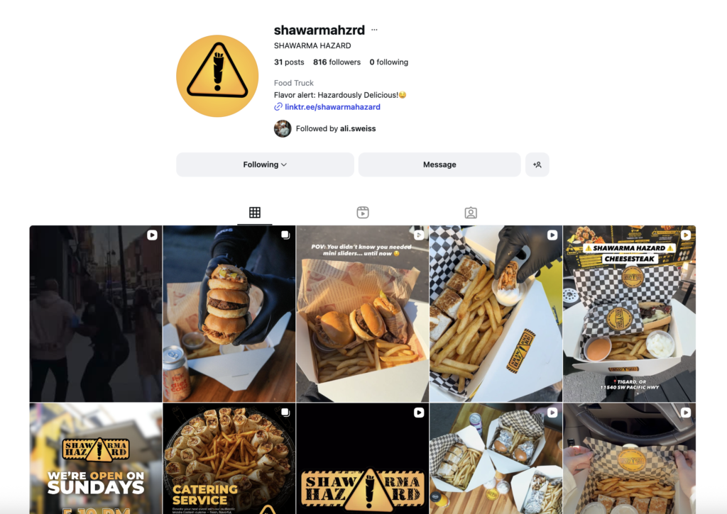 Shawarma Hazard Instagram Page