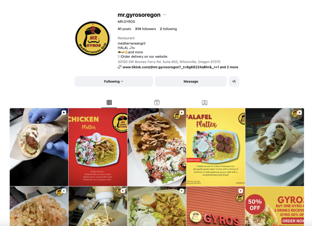 Mr Gyros Instagram Page